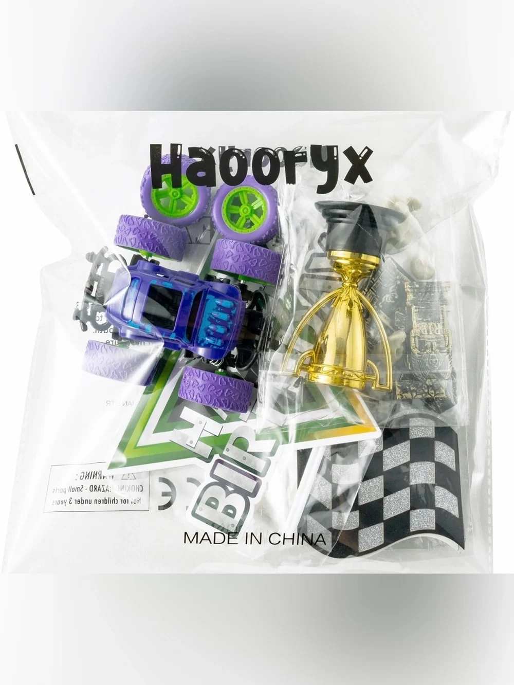 40~Green & Purple Monster Truck Cake Decoration Racing Car Dessert Cupcake Top